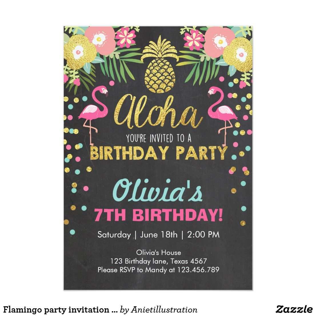 Flamingo Party Einladung Tropisches Geburtstag Zazzle De Party