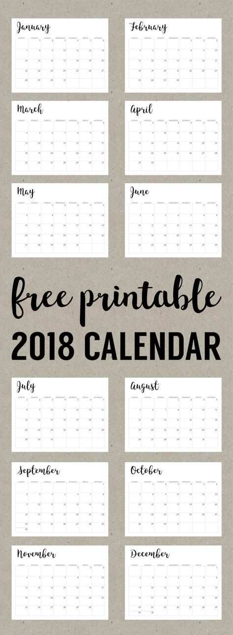 2018 Calendar Printable Free Template Kalender Zum Ausdrucken
