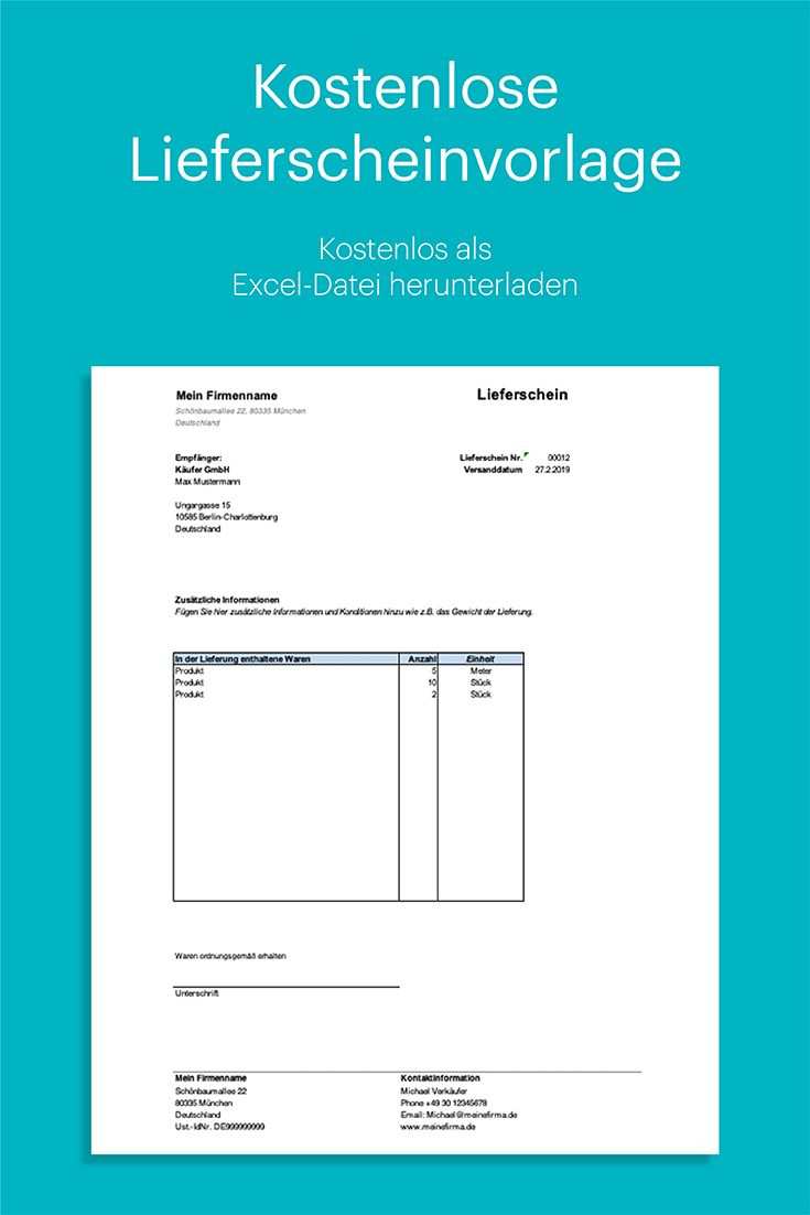 Lieferschein Vorlage Kostenlos Fur Excel Mit Anleitung Vorlagen