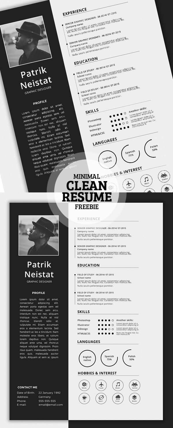 17 Free Clean Modern Cv Resume Templates Psd Graphic Design
