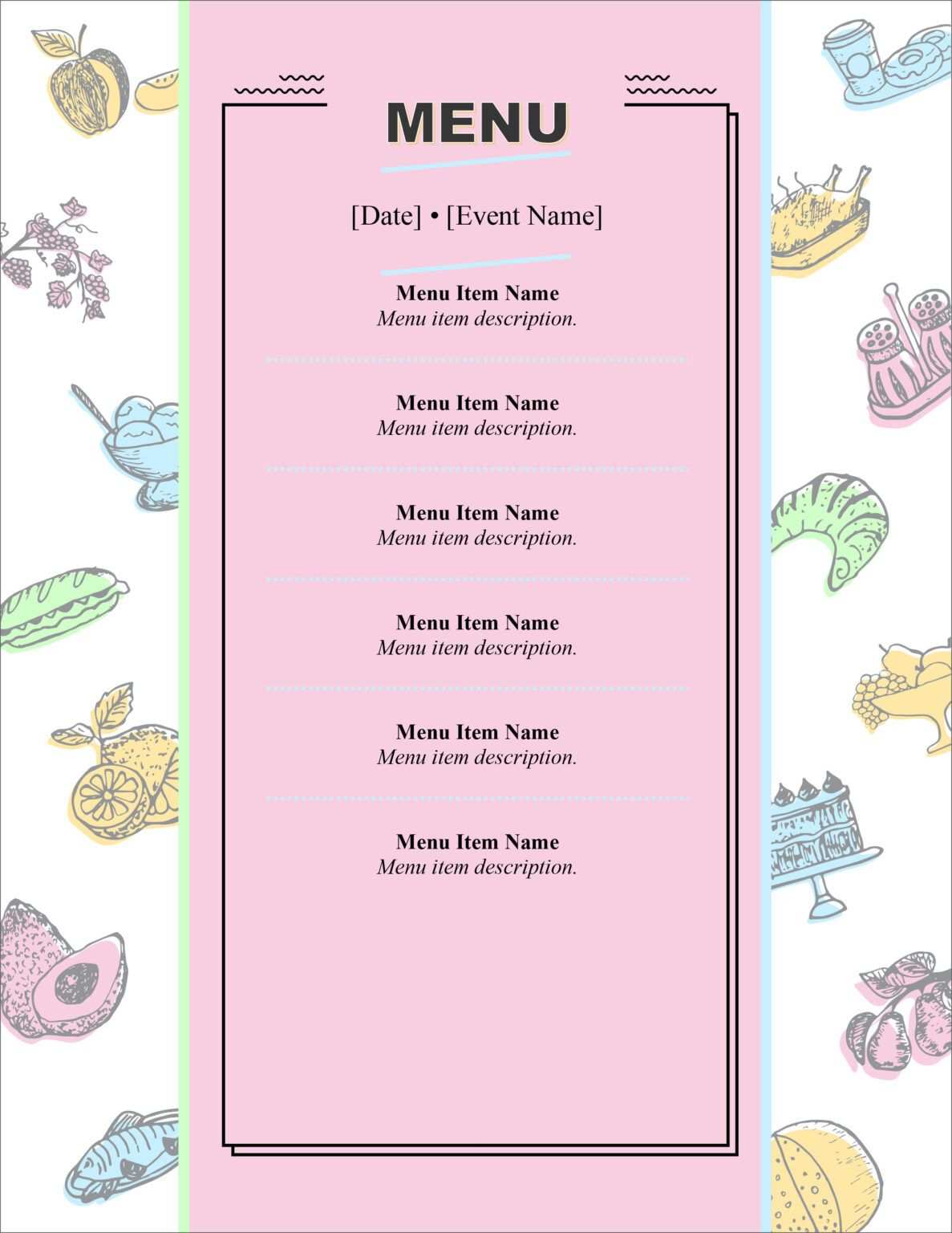 wedding menu templates microsoft word free