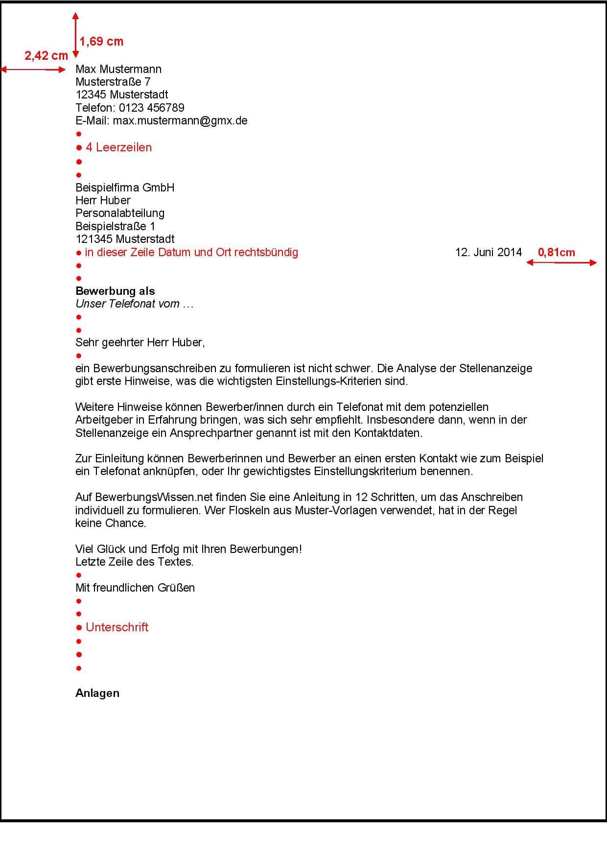 Din 5008 Vorlage Bewerbung