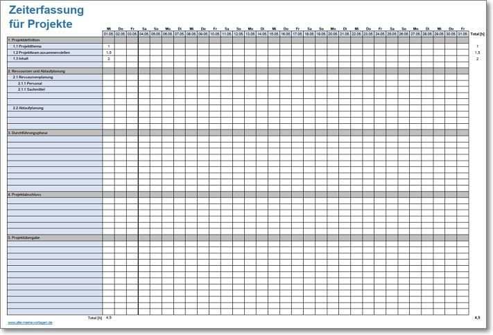 Excel Vorlage Projekt