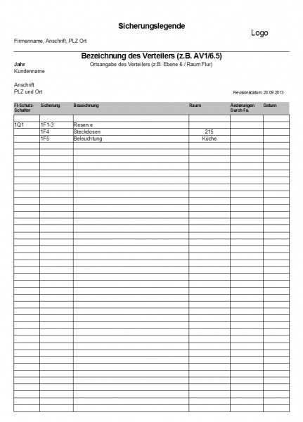 Klemmenplan Vorlage Excel