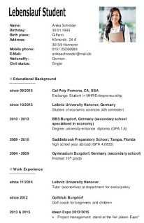 Lebenslauf Vorlage Student