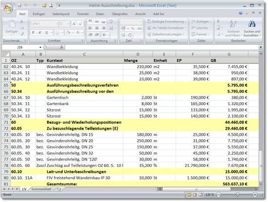 Mengenermittlung Excel Vorlage
