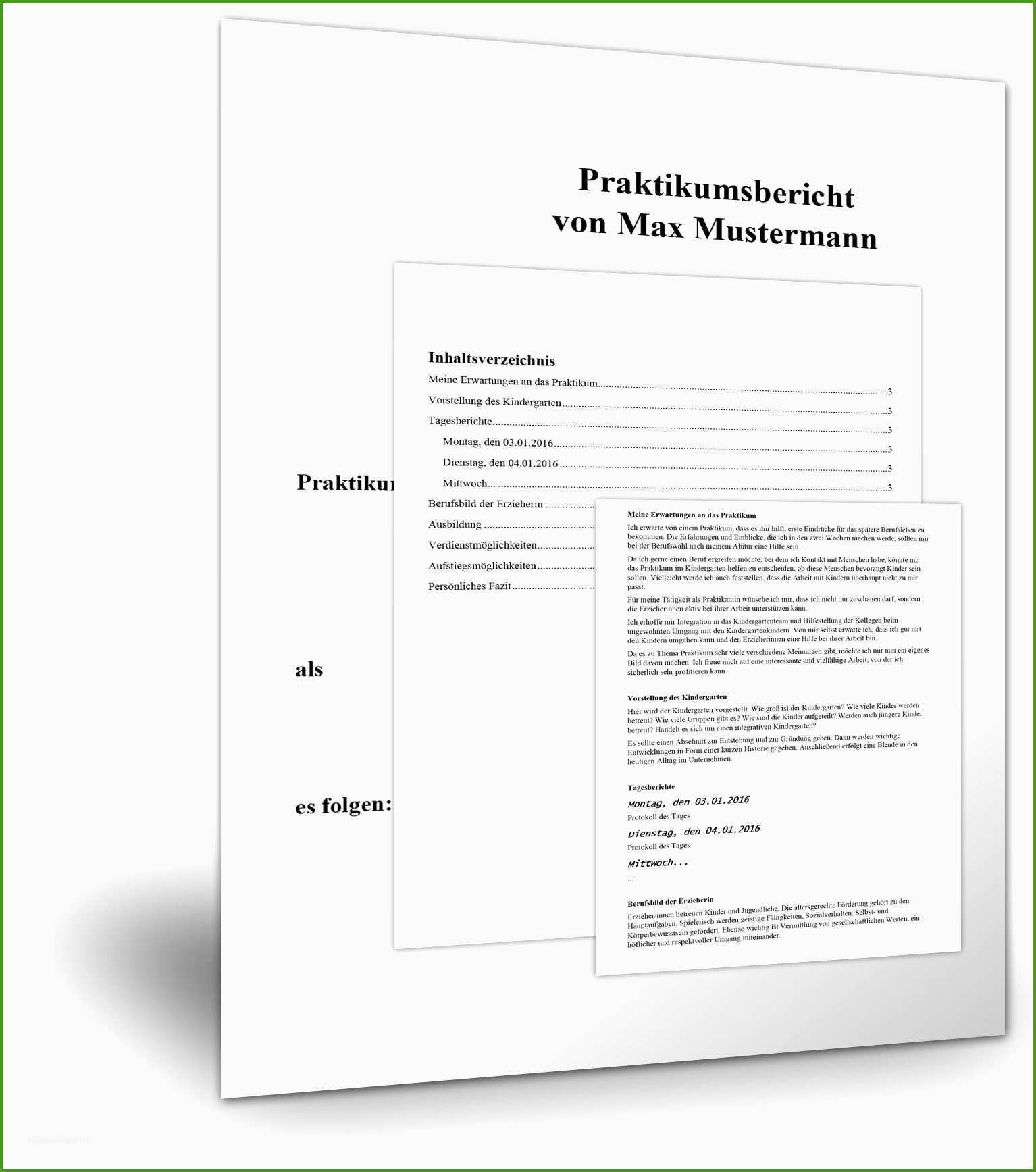 Praktikumsbericht Kindergarten Tagesbericht