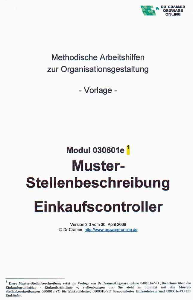 Stellenbeschreibung Controller Muster