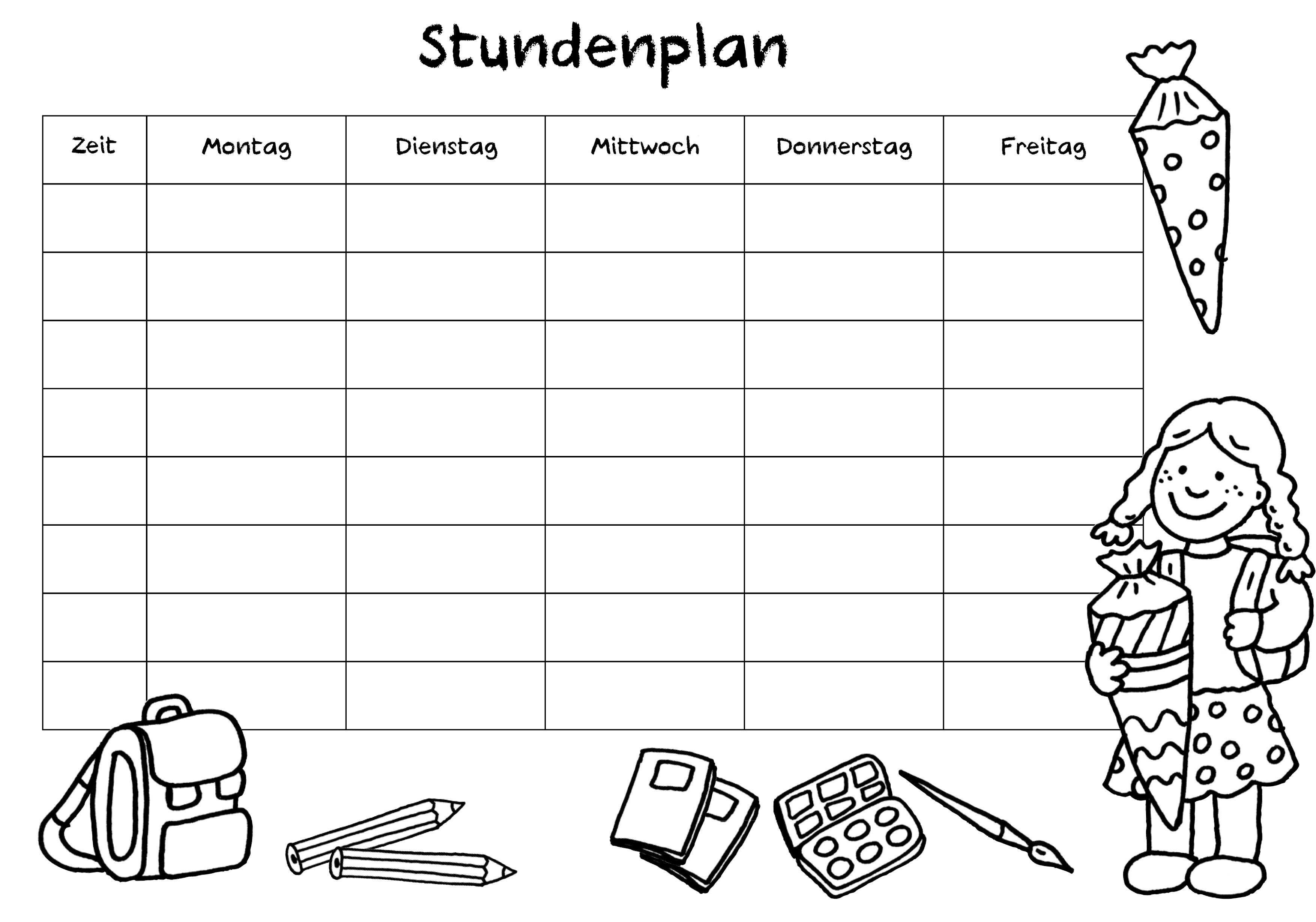 Stundenplan Vorlage Grundschule