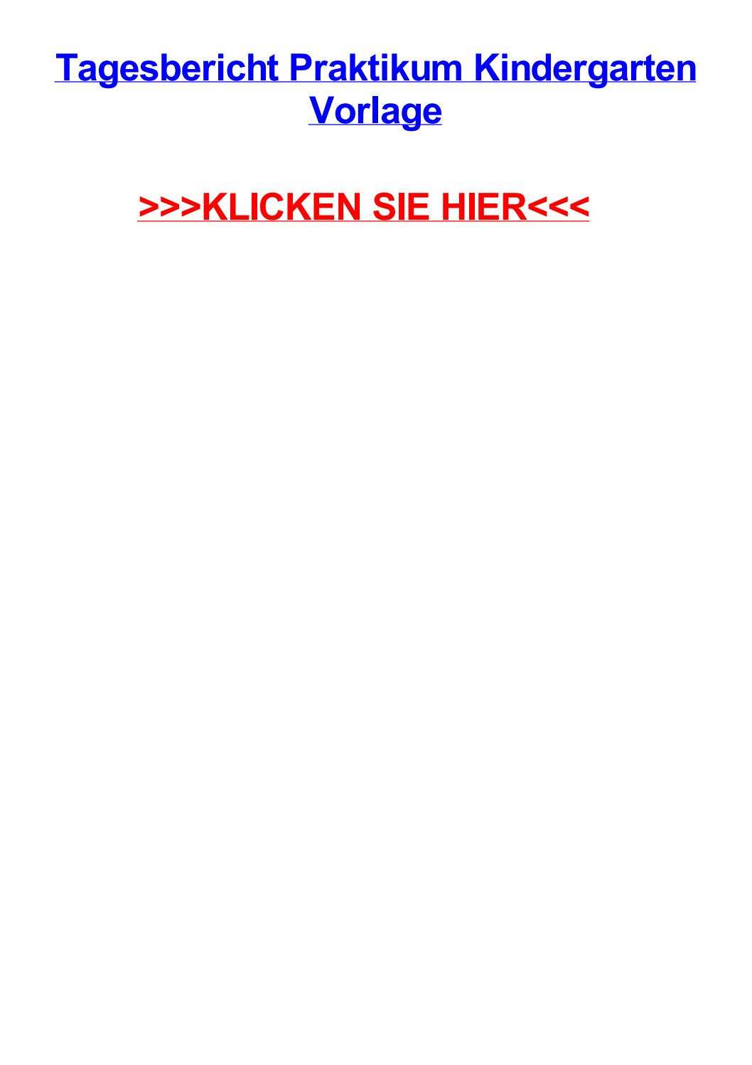 Tagesbericht Praktikum Kindergarten Beispiel